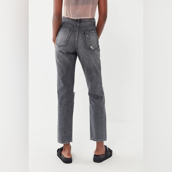 BDG Distressed w/ Rips High Rise Slim Straight Charcoal Wash Jeans Size 24 - Picture 2 of 9